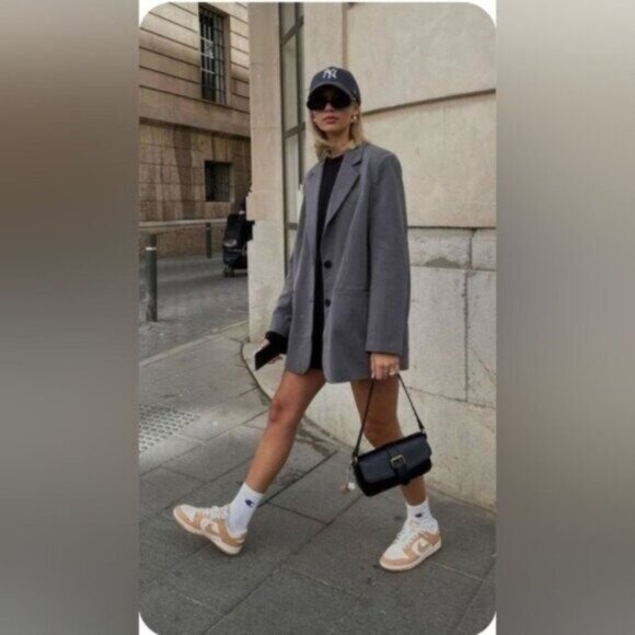 100% Wool Blazer Coat Jacket Single Button Waist 16P Grey - Picture 7 of 11